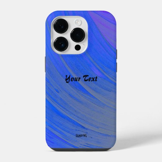 明るい青い渦巻きデザインの携帯電話ケース HAmbyWG iPhoneケース (裏面)