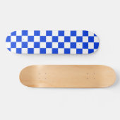 明るい青と白のチェックパターン スケートボード (横)