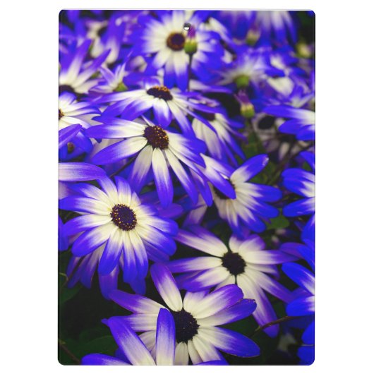 明るい青と白のデジタルの花 クリップボード (裏面)