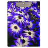 明るい青と白のデジタルの花 クリップボード (正面)