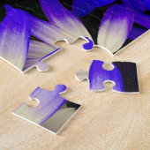 明るい青と白のデジタルの花 ジグソーパズル (側面)