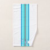 明るい青と白のラインストライプのミニマリストギフト バスタオルセット (ハンドタオル)