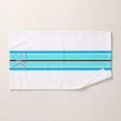 明るい青と白のラインストライプのミニマリストギフト バスタオルセット (ハンドタオル)