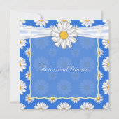 明るい青と白の花の彩りのリハーサルディナー 招待状 (裏面)