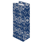 明るい青と白の雪の図形のパターン ワインギフトバッグ (裏面アングル)