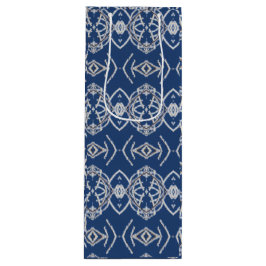 明るい青と白の雪の図形のパターン ワインギフトバッグ