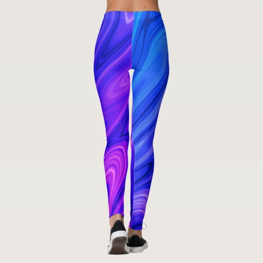 明るい青と紫の液体抽象芸術レギンス レギンス (裏面)