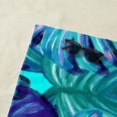 明るい青と緑のヤシの木の葉ラゲッシュbea ビーチタオル (インサイチュ)