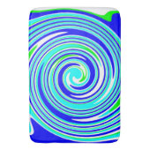 明るい青と緑の旋回パターン バスマット (正面縦)