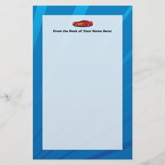 明るい青と赤いスポーツカーの炎の子供たちボーイズ 便箋 (正面)