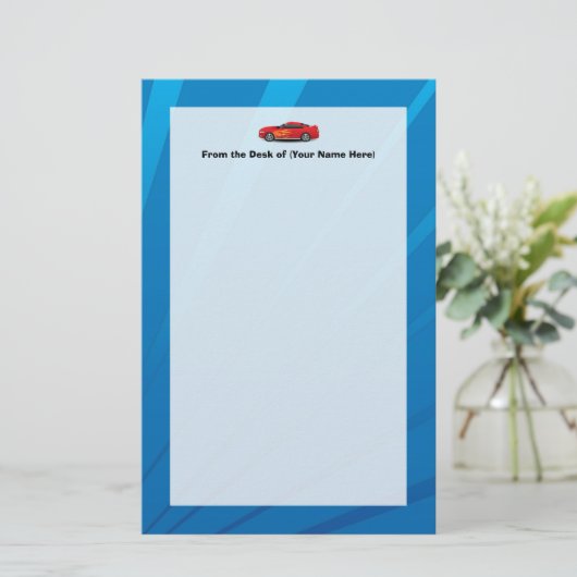明るい青と赤いスポーツカーの炎の子供たちボーイズ 便箋 (スタンド正面)