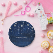 明るい青と銀の星空のセレブパーティー ペーパープレート (パーティー)