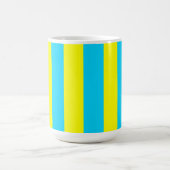 明るい青と黄色のストライプ  コーヒーマグカップ (中央)