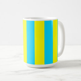 明るい青と黄色のストライプ コーヒーマグカップ
