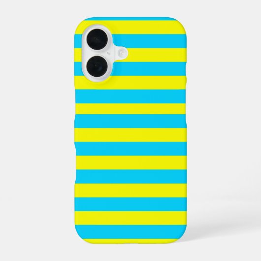 明るい青と黄色のストライプ  iPhone 16ケース (裏面)