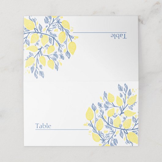 明るい青と黄色の表の番号座席表 プレイスカード (外部開封)