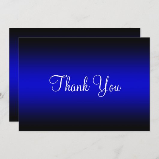明るい青と黒のエッジのグラデーション サンキューカード (正面/裏面)