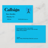 明るい青のアマチュア無線通話の標識 名刺 (正面/裏面)