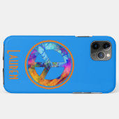 明るい青のカラフル渦巻き平和のサイン Case-Mate iPhoneケース (裏面(横))