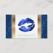 明るい青のグリッターの唇(白) 名刺 (正面)