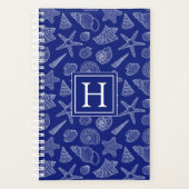 明るい青のシェルパターン |イニシャル プランナー手帳 (正面)