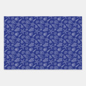 明るい青のシェルパターン ラッピングペーパーシート (正面)