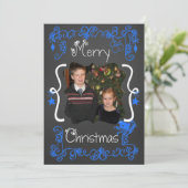 明るい青のスクロカスタマイズール写真ホリデーカード シーズンカード (スタンド正面)