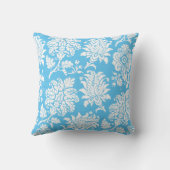 明るい青のダマスク枕 クッション (裏面)