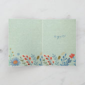 明るい青のハッピーバースデーの国の花 カード (内部)