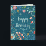 明るい青のハッピーバースデーの国の花 カード<br><div class="desc">手国の明るいカード絵を描が花フローラハッピーバースデー!</div>