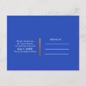 明るい青のハートフローラ水の色日付を保存 案内ポストカード (裏面)