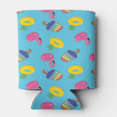 明るい青のプール浮動パターパーソナライズされたン 缶クーラー (裏面)