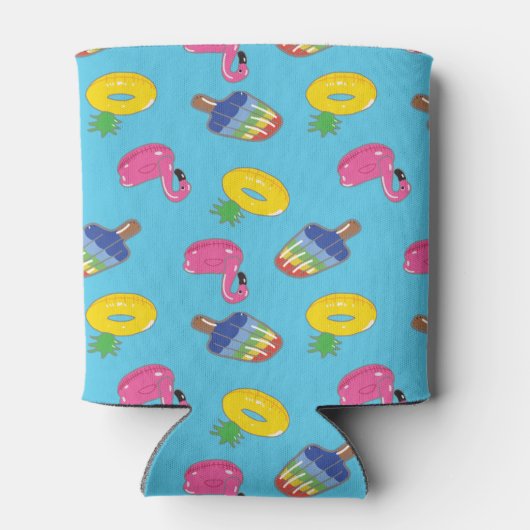 明るい青のプール浮動パターパーソナライズされたン 缶クーラー (裏面)