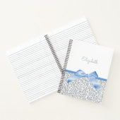 明るい青のボウ(トレンディーヒョウのプリントと名前付き) ノートブック (内部)