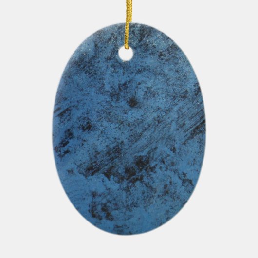 明るい青のヴィンテージ セラミックオーナメント (正面)