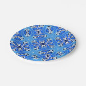 明るい青の幾何学的な星が白 ペーパープレート (アングル)