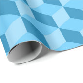 明るい青の幾何学的な立方体パターン ラッピングペーパー (ロールコーナー)