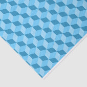 明るい青の幾何学的な立方体パターン 薄葉紙 (詳細)