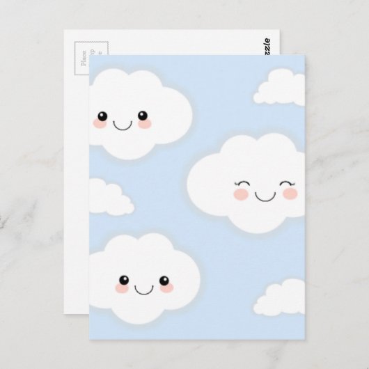 明るい青の微笑の雲 ポストカード (正面/裏面)