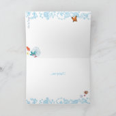 明るい青の手書き誕生日おもしろい文字 カード (内部)