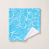 明るい青の抽象芸術渦巻きパターン バスタオルセット (ウォッシュタオル)