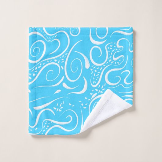 明るい青の抽象芸術渦巻きパターン バスタオルセット (ウォッシュタオル)