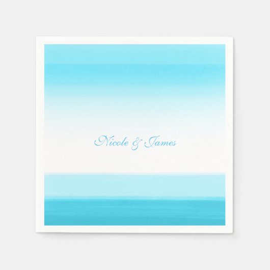 明るい青の水の色エレガントなウェディングナプキン スタンダードカクテルナプキン (正面)