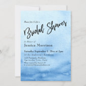 明るい青の水彩グラデーションブライダルシャワー 招待状 (正面)