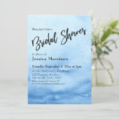 明るい青の水彩グラデーションブライダルシャワー 招待状 (スタンド正面)