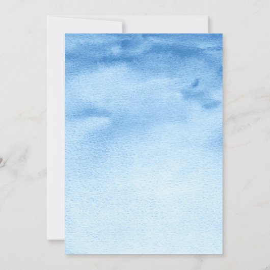 明るい青の水彩グラデーションブライダルシャワー 招待状 (裏面)