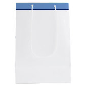 明るい青の水色のフローラ パーソナライズされた ミディアムペーパーバッグ (裏面)