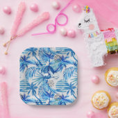 明るい青の熱帯水の色のパターン ペーパープレート (パーティー)