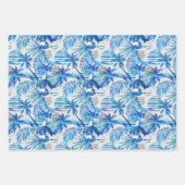 明るい青の熱帯水の色のパターン ラッピングペーパーシート (正面2)