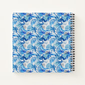 明るい青の熱帯水の色パターン ノートブック (裏面)